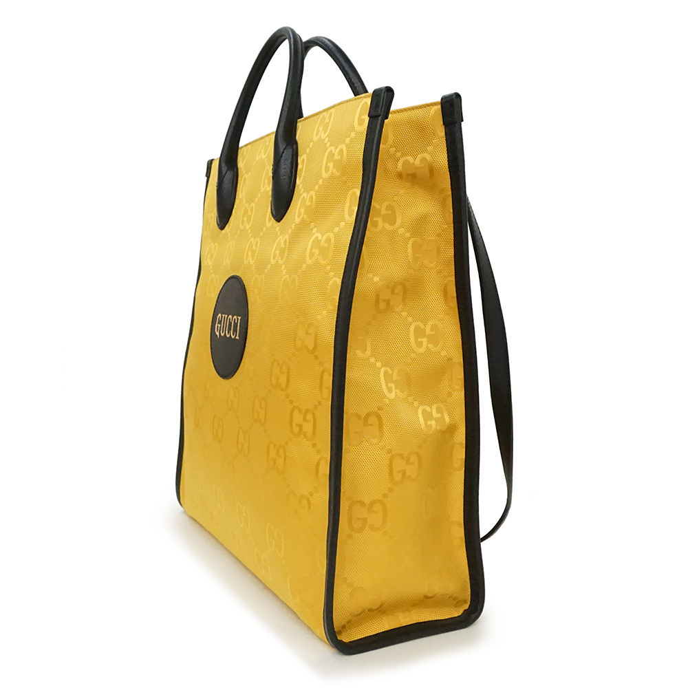 Gucci Beige the Grid Tote Shoulder Handbag GG Leather Yellow Black - Picture 6 of 10